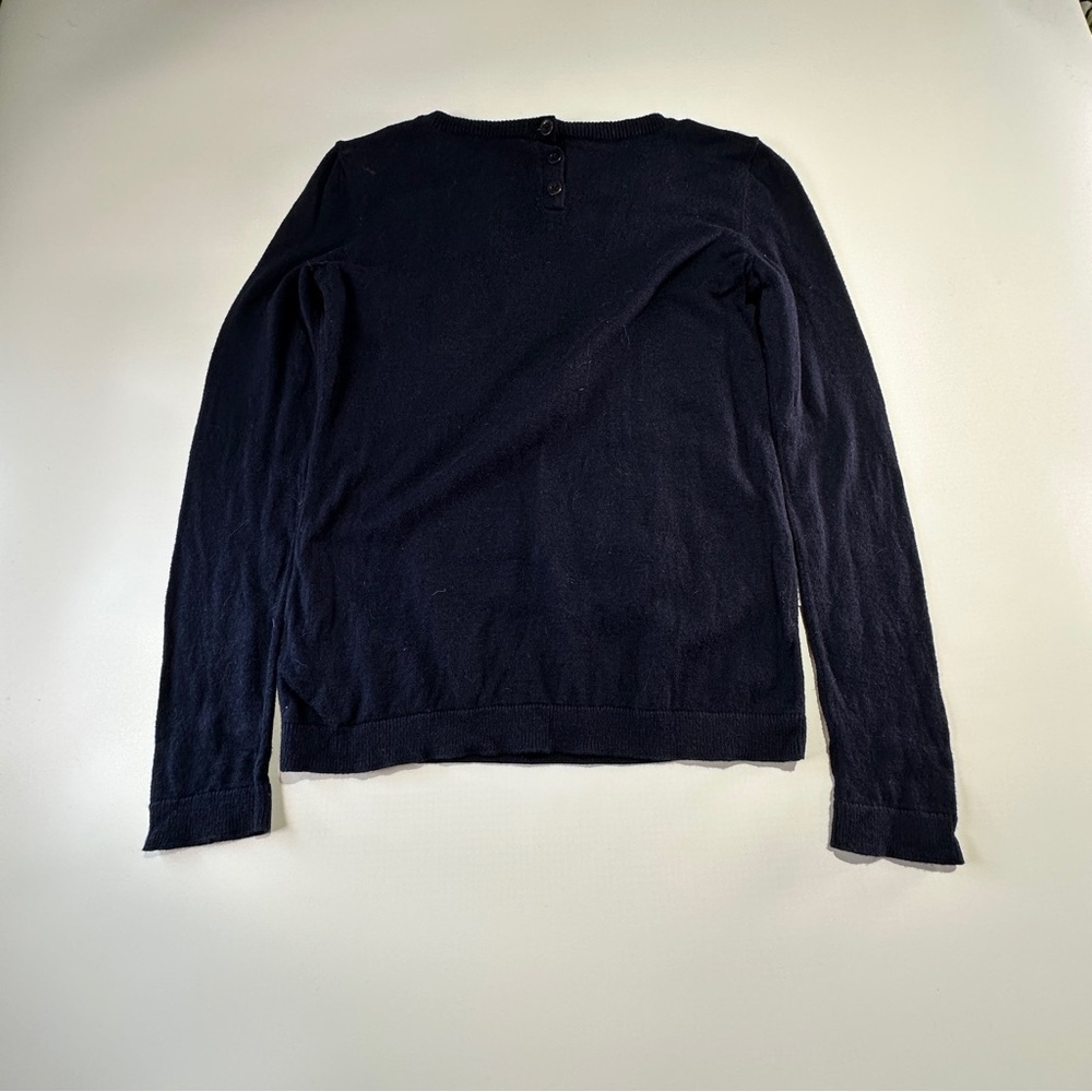 Talbots sweater dachshund dog knit petite navy novelty pullover - Picture 3 of 7